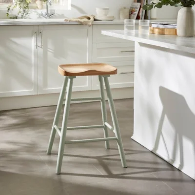 Dunelm Loxwood Counter Height Painted Leg Bar Stool, Solid Oak