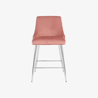 Dunelm Peyton Velvet Bar Stool Rose (Pink)