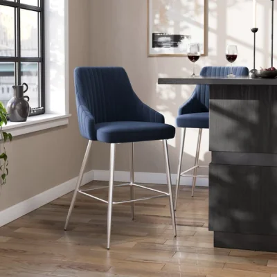 Dunelm Shea Chrome Leg Counter Height Barstool, Velvet