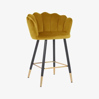 Dunelm Vivian Velvet Bar Stool Old Gold