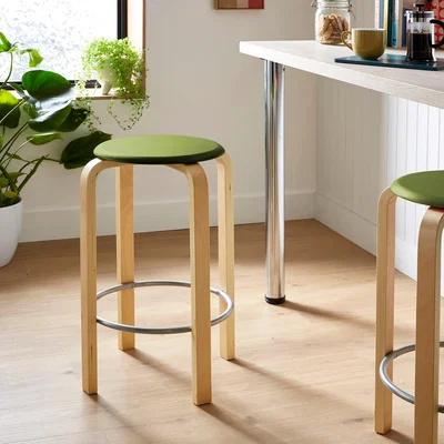 Dunelm Elements Freja Bar Stool, Wood Moss Green