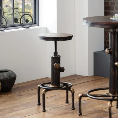 Dunelm RETURN - Rockport Pipework Adjustable Height Bar Stool, Mocha