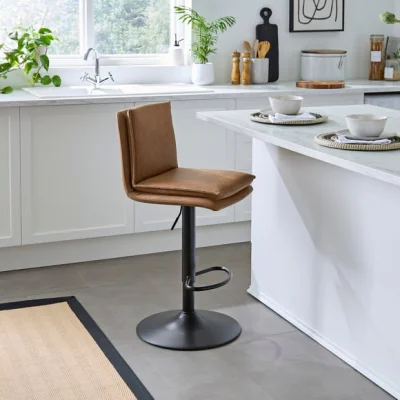 Dunelm Clancy Adjustable Height Bar Stool, Faux Leather