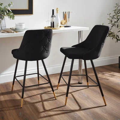 Dunelm Ariana Bar Stool, Velvet Velvet Black