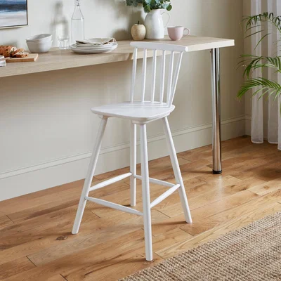 Dunelm Harvey Bar Stool, Beech Wood White