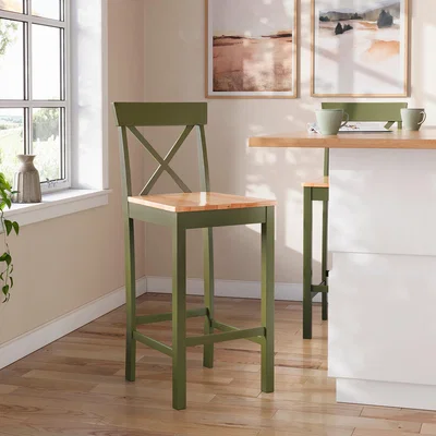 Dunelm Salisbury Counter Height Bar Stool, Wood Grain Olive