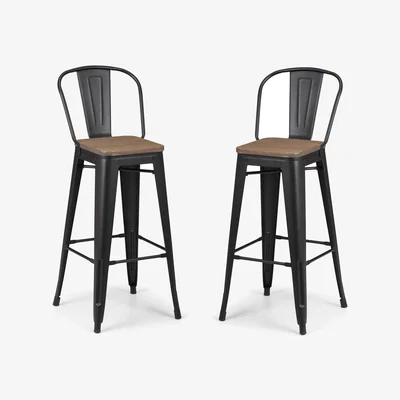 Dunelm Grafton Set Of 2 Bar Stools, Metal Natural