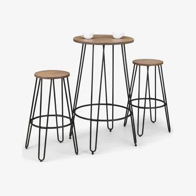 Dunelm Dalston Bar Set with 2 Stools Black