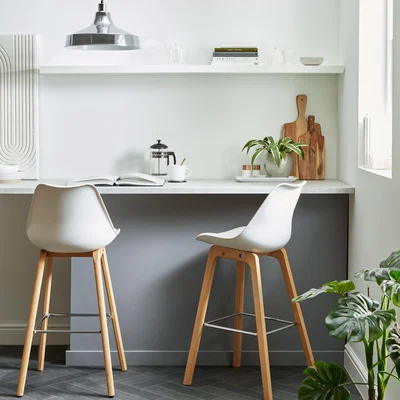 Dunelm Erik Bar Stool with White Back White