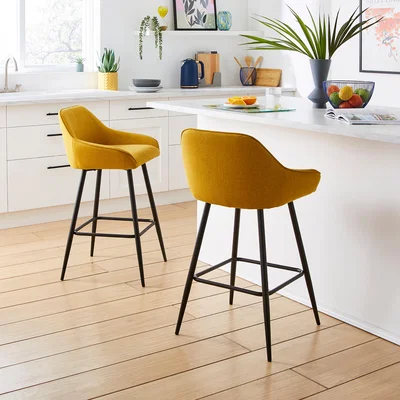 Dunelm Radleigh Bar Stool, Yellow Ochre Linen Ochre