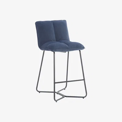 Dunelm Logan Velvet Bar Stool Navy