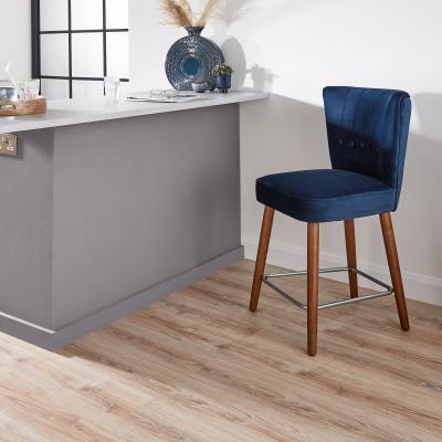 Dunelm Isla Velvet Bar Stool Midnight (Blue)