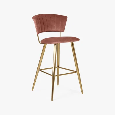 Dunelm Kendall Bar Stool Rose Velvet Pink