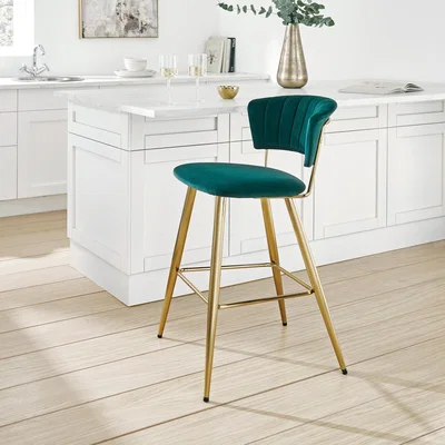 Dunelm Kendall Bar Stool, Velvet Bottle Green