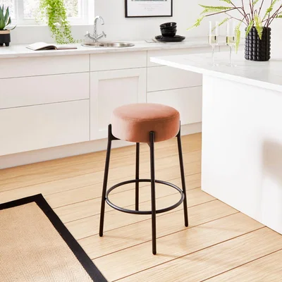 Dunelm Alexis Velvet Bar Stool Red Clay