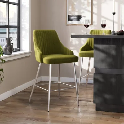 Dunelm Shea Chrome Leg Counter Height Barstool, Velvet