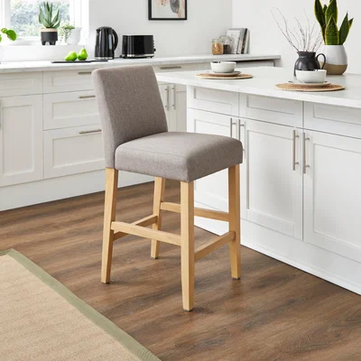 Dunelm Oakley Counter Height Bar Stool, Fabric Grey