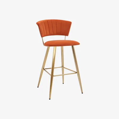 Dunelm Kendall Velvet Bar Stool Burnt Orange