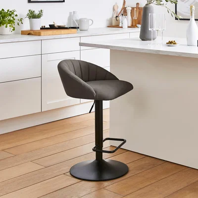 Dunelm Lowen Bar Stool, Faux Leather Grey