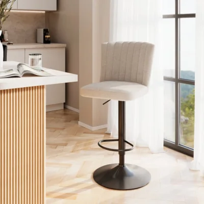 Dunelm Taylor Gaslift Barstool, Natural Fabric