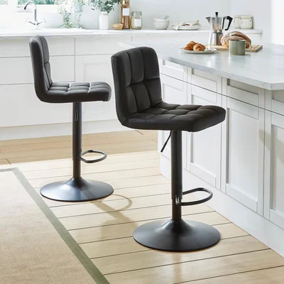 Dunelm Jasmine Adjustable Height Swivel Bar Stool, Black