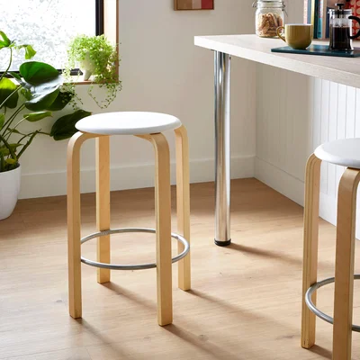 Dunelm Elements Freja Bar Stool, Wood White