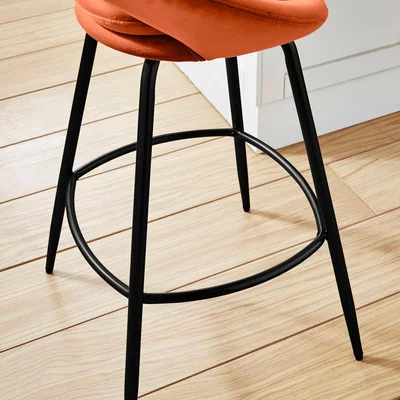 Dunelm Lucie Velvet Bar Stool Burnt Orange