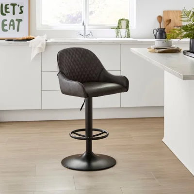 Dunelm Hudson Height Adjustable Bar Stool, Faux Leather