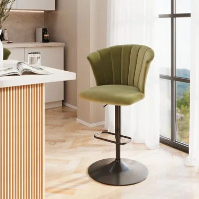 Dunelm Kendall Bar Stool with Black Legs, Velvet