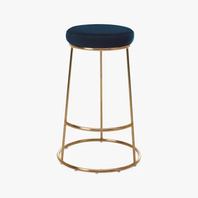 Dunelm Zeta Velvet Bar Stool - Midnight Blue Midnight (Blue)