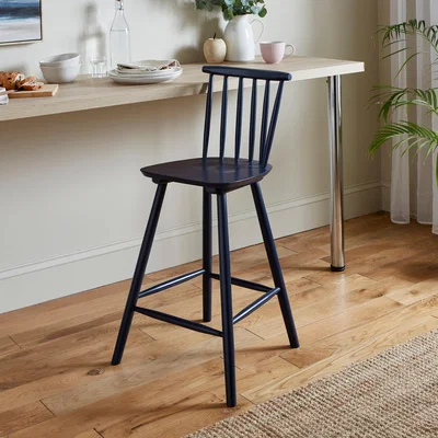 Dunelm Harvey Bar Stool, Beech Wood Luxe Navy