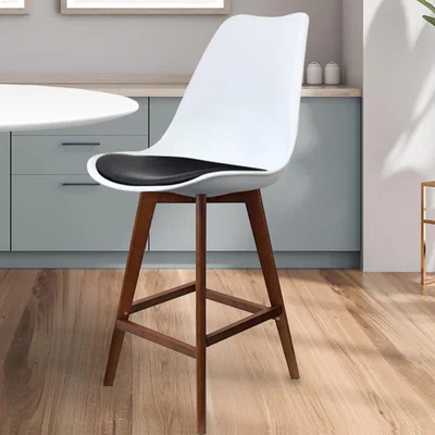 Dunelm Fusion Living Soho White Plastic Bar Stool Black