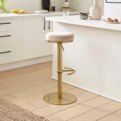 Dunelm Jesper Adjustable Height Bar Stool, Velvet Mink