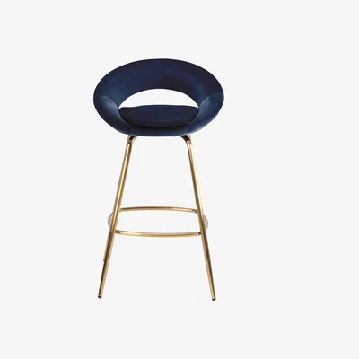 Dunelm Stella Velvet Bar Stool Midnight (Blue)