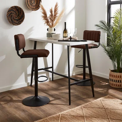 Dunelm Rhys Height Adjustable Leather Bar Stool Tan