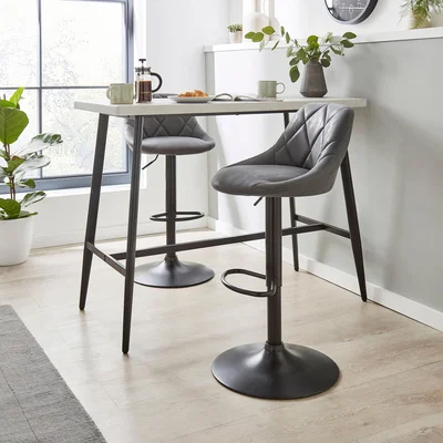 Dunelm Noah Height Adjustable Bar Stool, Faux Suede Grey