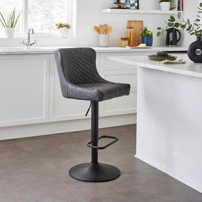 Dunelm Montreal Height Adjustable Barstool, Faux Leather