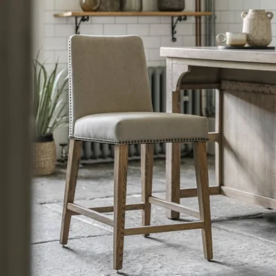 Dunelm Return - Rhewl Set of 2 Bar Stools, Linen