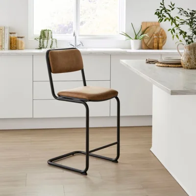 Dunelm Draper Cantilever Barstool, Faux Leather