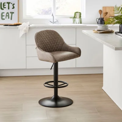 Dunelm Hudson Height Adjustable Bar Stool, Faux Leather
