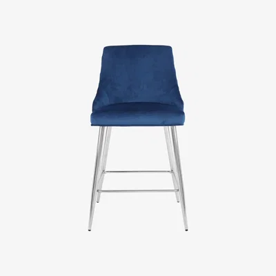 Dunelm Peyton Velvet Bar Stool Navy