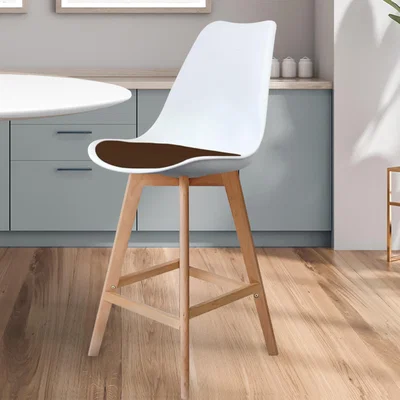 Dunelm Fusion Living Soho White Plastic Bar Stool Chocolate