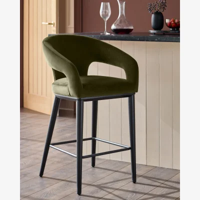 Danetti Heath olive green velvet bar stool