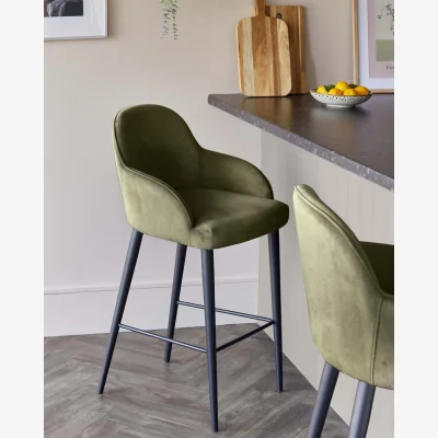 Danetti Lani olive green velvet bar stool