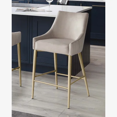 Danetti Juliana Champagne Velvet With Brushed Brass Bar Stool