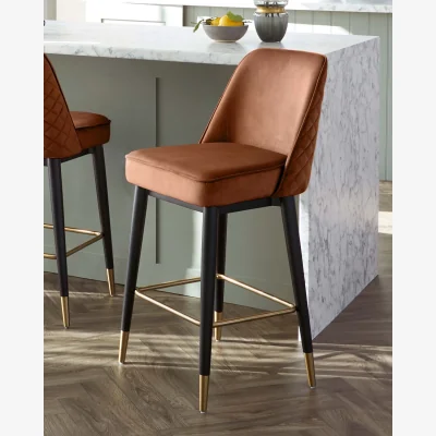 Danetti Mae Rust Velvet Bar stool