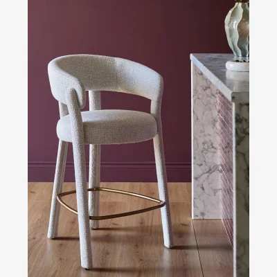 Danetti Anya natural chenille brushed bronze bar stool
