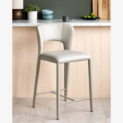 Danetti Jackson light grey leather bar stool
