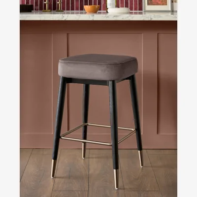 Danetti Clover mocha velvet backless brushed bronze bar stool