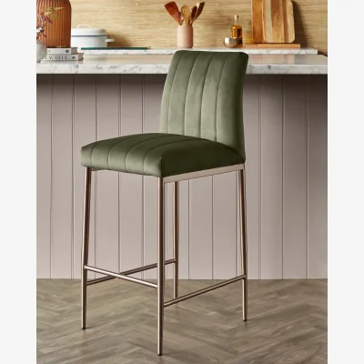 Danetti Kendra olive green velvet bar stool